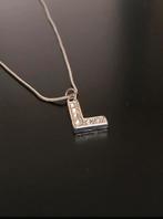 Ketting letter L verzilverd, Ophalen of Verzenden, Nieuw, Zilver, Met strass