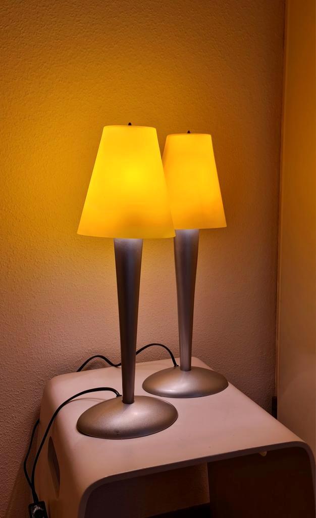 Ikea Kvartett tafellampen set met glazen kap geel mooi, Huis en Inrichting, Lampen | Tafellampen, Gebruikt, Ophalen