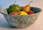 Oude fruitschaal groen turquoise marmer decor schaal  kom, Schaal, Rond, Ophalen of Verzenden, Zo goed als nieuw