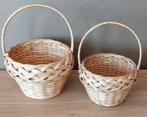 2 KLEINE RIETEN HENGSEL MANDJES*PASEN*POP*WINKELTJE enz, Mand, Verzenden, Rond, Zo goed als nieuw