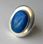 prachtige 925 Zilveren massieve ring Lapis Lazuli, mt 21,5, Ophalen, Zilver, Ring, Met edelsteen