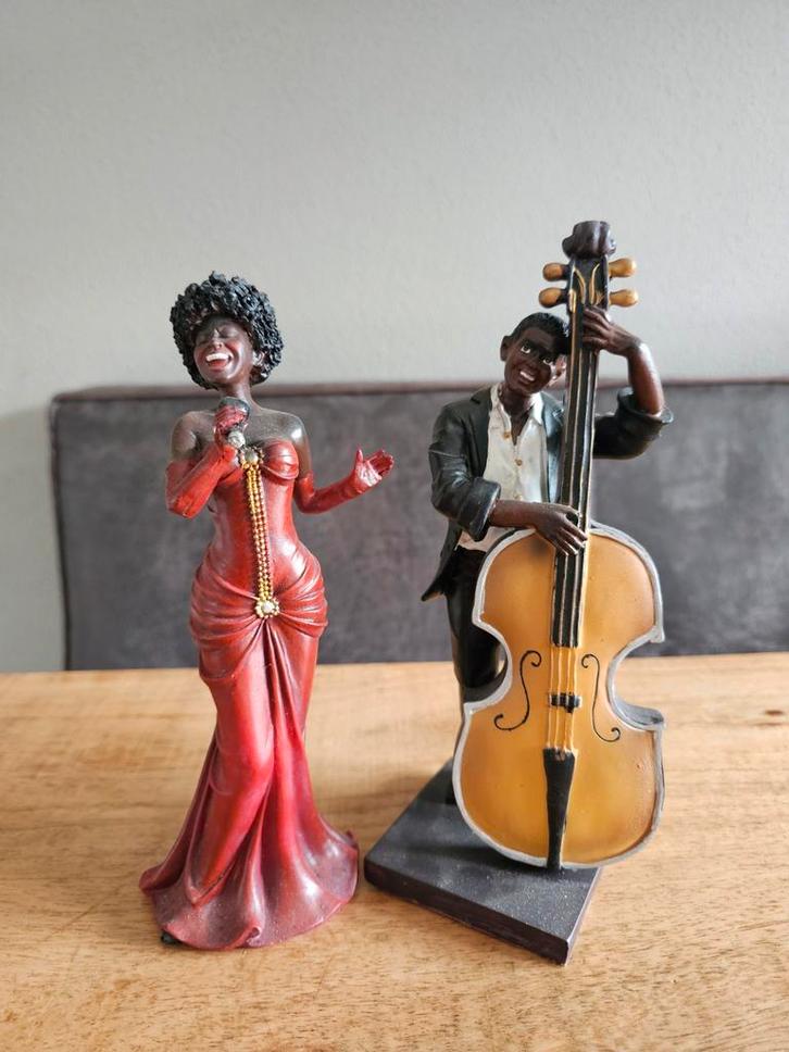 Jazz Beeldjes - Zangeres & Contrabas, Verzamelen, Beelden en Beeldjes, Zo goed als nieuw, Mens, Ophalen of Verzenden