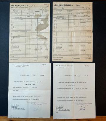 2 loonspecificaties en 2 bezoldigingen arbeider, NS (1948) beschikbaar voor biedingen