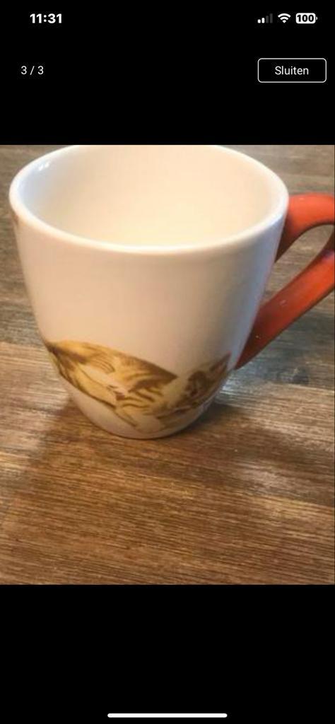 Mok Francien van Westering - Katten Design, Huis en Inrichting, Keuken | Servies, Zo goed als nieuw, Kop(pen) en/of Schotel(s)