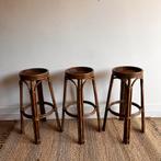 3 rotan bamboe barkrukken vintage, Huis en Inrichting, Barkrukken, Ophalen, Onbekend, Zo goed als nieuw, Onbekend