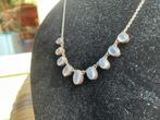 PRACHTIGE EDWARDIAN ANTIEK ZILVER COLLIER+9 MAANSTEENTJES, Ophalen of Verzenden, Zilver, Ketting, Met edelsteen