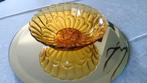 Art Deco glazen schaal glas amber persglas vintage Ø24cm, Antiek en Kunst, Antiek | Glas en Kristal, Ophalen of Verzenden
