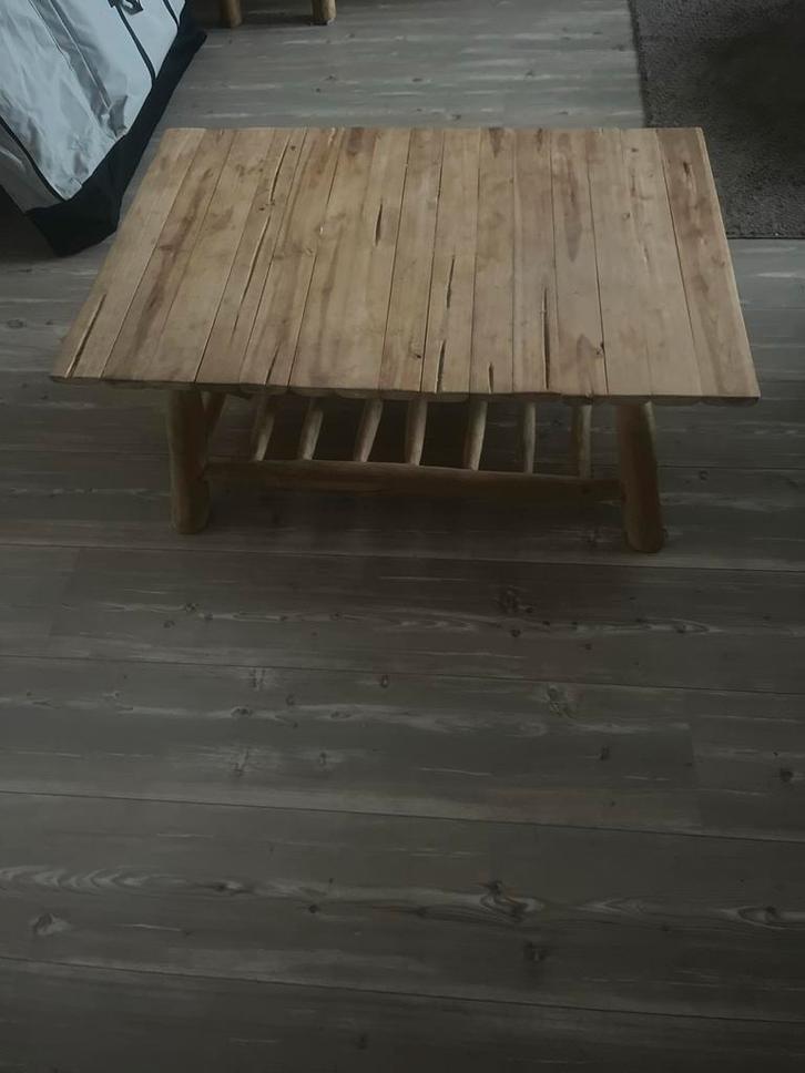 Houten salontafel 90x60x35cm, Huis en Inrichting, Tafels | Sidetables, Gebruikt, 50 tot 75 cm, 50 tot 100 cm, Rechthoekig, Eikenhout