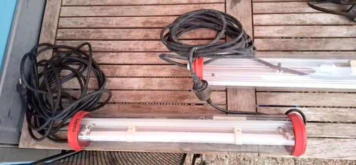 20 TL Werklampen  Verlenghaspel   voor Werkplaats of Bouw!, Doe-het-zelf en Verbouw, Bouwverlichting, Gebruikt, Lamp met armatuur