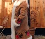 Prachtige lammy lammycoat jas mantel embroidery l/xl, Ophalen of Verzenden, Zo goed als nieuw, Maat 42/44 (L), Bruin