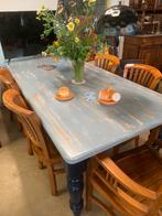 Robuust landelijke eettafel, 200 cm of meer, Zo goed als nieuw, Vijf personen of meer, Rechthoekig