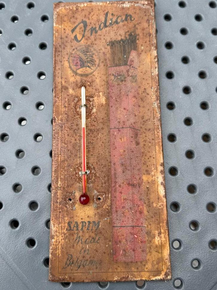 Antieke Indian SATIM Thermometer - Made in Belgium, Antiek en Kunst, Antiek | Emaille, Ophalen of Verzenden