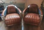 Lederen Aviator piloten fauteuils, Huis en Inrichting, Fauteuils, Ophalen, Zo goed als nieuw, 50 tot 75 cm, Leer