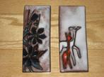 Ruscha wandtegel Herten en Bloemen 2 X, Antiek en Kunst, Antiek | Wandborden en Tegels, Ophalen of Verzenden
