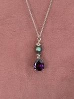 Amethyst amethist ketting zilver + zoetwaterparel, Ophalen of Verzenden, Nieuw, Paars, Zilver