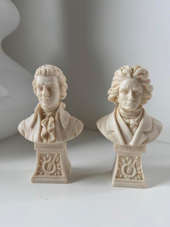 Mozart & Beethoven Buste Set, Antiek en Kunst, Kunst | Beelden en Houtsnijwerken, Ophalen of Verzenden
