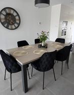 6 Zwarte Velvet Eetkamerstoelen, Ophalen, Zo goed als nieuw, Vijf personen of meer