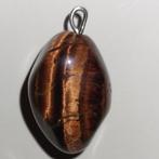 Tijgeroog stenen hanger Verzameling sleutelhanger. Oorbellen, Ophalen of Verzenden, Nieuw, Bruin, Overige materialen