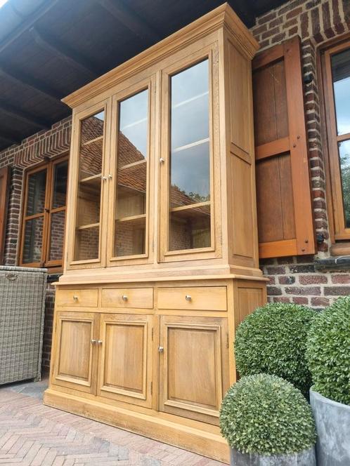 Eiken buffetkast/vitrinekast, Huis en Inrichting, Kasten | Buffetkasten, Zo goed als nieuw, 200 cm of meer, 25 tot 50 cm, Ophalen
