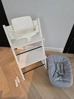 Witte stokke tripp trapp / trip trap + babyset en newborn, Ophalen of Verzenden, Gebruikt, Meegroeistoel, Stoelverkleiner