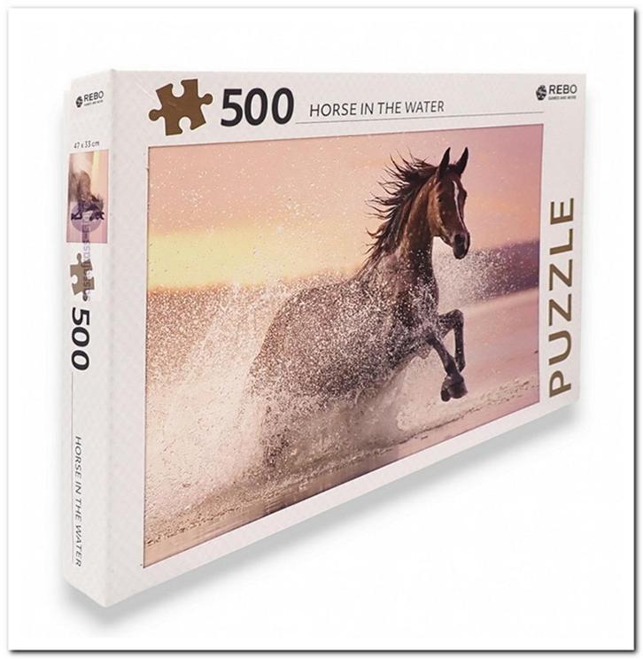Paard in het water - Rebo - 500 Stukjes, Hobby en Vrije tijd, Denksport en Puzzels, Zo goed als nieuw, Legpuzzel, 500 t/m 1500 stukjes