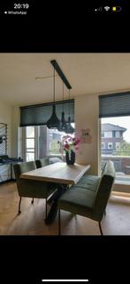 Eettafel en stoelen en bank, Huis en Inrichting, Tafels | Eettafels, 200 cm of meer, Zo goed als nieuw, Rechthoekig, 50 tot 100 cm