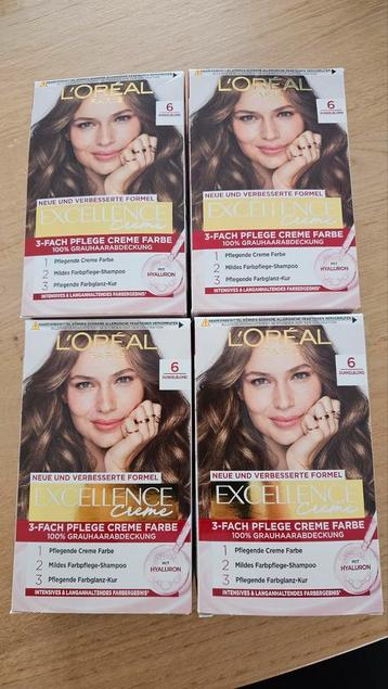 4 pakjes haarverf L'Oréal donkerblond (nr 6) beschikbaar voor biedingen