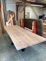 8 boomstam tafels 280 cm 40 mm massief eiken, Ophalen, Zo goed als nieuw, Vijf personen of meer, Rechthoekig