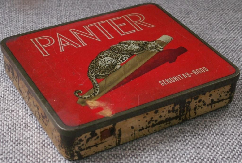 Vintage sigaren blik Panter Senoritas rood, Verzamelen, Blikken, Zo goed als nieuw, Overige, Ophalen of Verzenden
