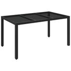 AANBIEDING |  Tuintafel met glazen blad 150 x 90 x 75 cm PE, Tuin en Terras, Tuintafels, Verzenden