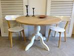Prachtige witte landelijke ronde eettafel, Ophalen, Zo goed als nieuw, Onbekend, Onbekend