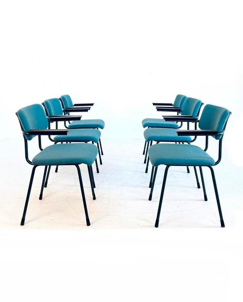 6x gerestaureerde Gispen 1235, jaren ‘60, Huis en Inrichting, Stoelen, Zo goed als nieuw, Vijf, Zes of meer stoelen, Metaal, Stof