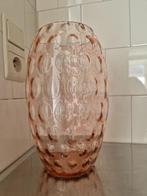 Unieke zalmroze vaas 30cm hoog, 19cm doorsnee, Oranje, Ophalen of Verzenden, Minder dan 50 cm, Glas