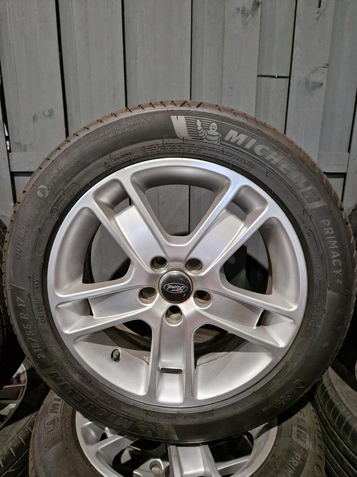 Lichtmetalen velgen met Michelin banden 215/55 R17, Auto-onderdelen, Banden en Velgen, Zomerbanden, 17 inch, 215 mm, Ophalen of Verzenden