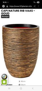 Capi Nature Rib Vaas - Goud - Kunststof Bloempot, 25 tot 40 cm, Kunststof, Rond, Nieuw