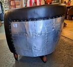 Erg stoere aviator club of fauteuil zwart leer en aluminium, Huis en Inrichting, Ophalen, Gebruikt, Minder dan 75 cm, Leer