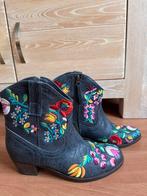 Prachtige Lazamani laarsjes maat 41 donkerblauw met bloemen, Blauw, Lage of Enkellaarzen, Ophalen of Verzenden, Lazamani