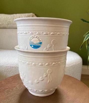 vintage Scheurich Toscana keramische bloempot beige of wit beschikbaar voor biedingen