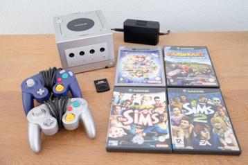 Gamecube Mariokart Edition Zilver + MarioParty 5 + Sims 1&2 beschikbaar voor biedingen