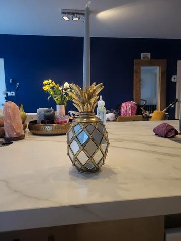 Gouden ananas kaarsenhouder spiegel  beschikbaar voor biedingen
