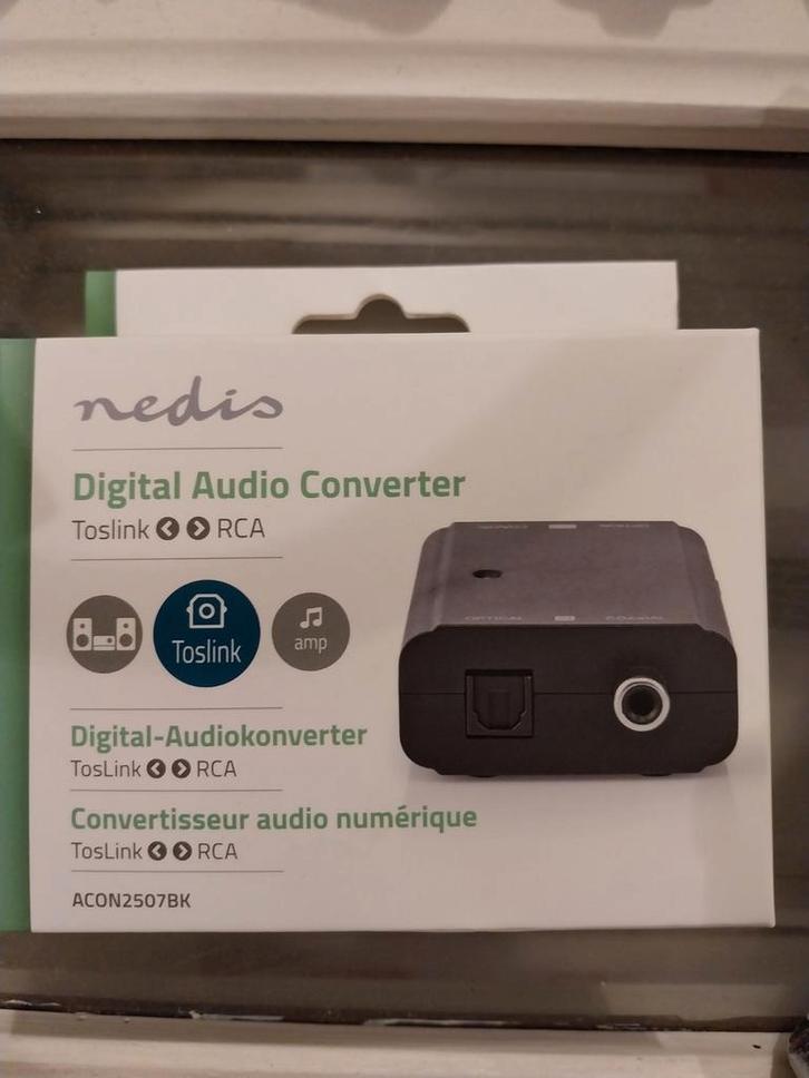 Nedis Digitale Audio Converter Toslink naar RCA, Audio, Tv en Foto, Converters, Nieuw, Ophalen of Verzenden