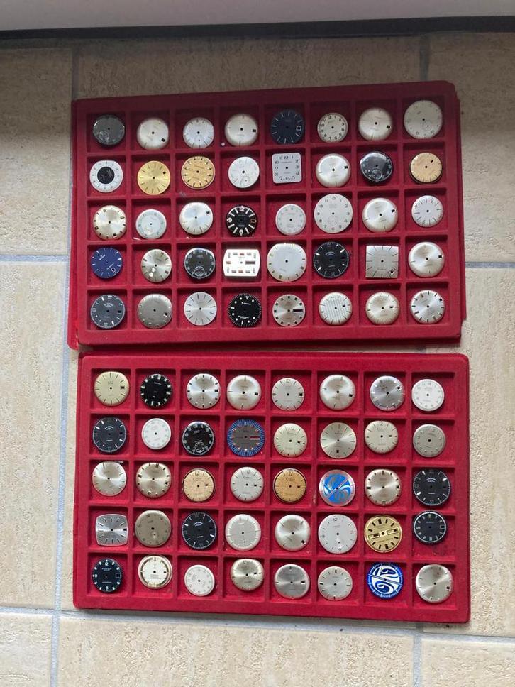 Partij van 80 nos vintage herenhorloge wijzerplaten, Sieraden, Tassen en Uiterlijk, Overige Accessoires, Gebruikt, Ophalen of Verzenden