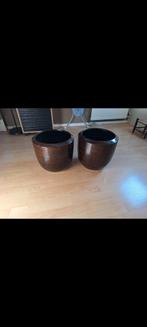 Bloempotten bruin/zwart, Rond, Binnen, Zo goed als nieuw, Minder dan 40 cm