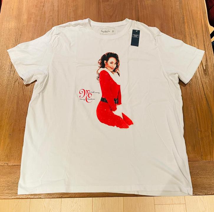Mariah Carey - Merry Christmas - Abercrombie T-shirt - NIEUW, Kleding | Dames, T-shirts, Nieuw, Maat 46/48 (XL) of groter, Wit