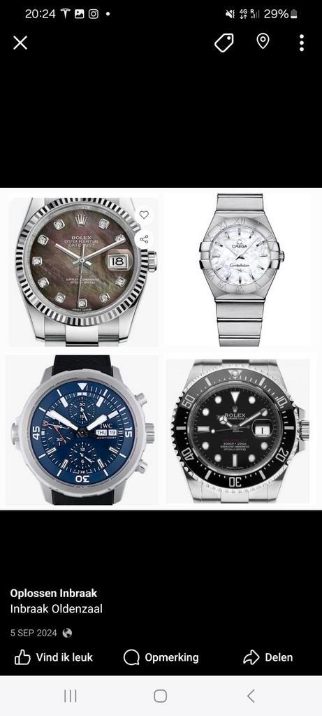 Gezocht ROLEX seadweller en datejust / IWC aquatimer / Omega, Sieraden, Tassen en Uiterlijk, Horloges | Heren, Overige merken