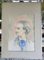 Aquarel portret schrijver Multatuli (in passepartout), Antiek en Kunst, Ophalen of Verzenden