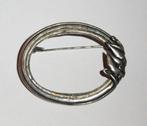 Broche Ovaal Speld Zilver Jugendstil, Verzenden, Minder dan 4 cm, Zo goed als nieuw, Zilver
