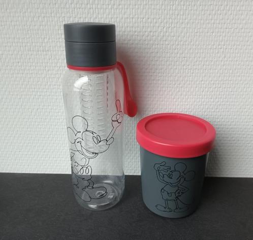 Drinkfles en Yoghurt Beker Mickey Mouse Disney, Verzamelen, Disney, Zo goed als nieuw, Servies, Mickey Mouse, Ophalen of Verzenden