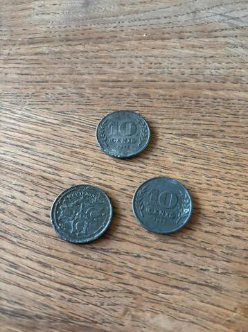 10 cent 1943 3 stuks ww2 oorlog zinken munten beschikbaar voor biedingen