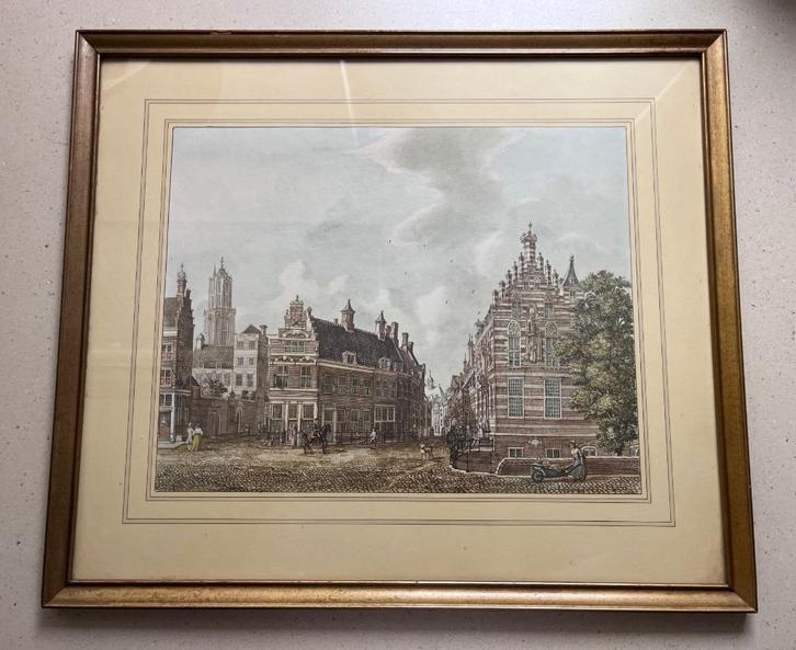 Aquarel van Paushuis Utrecht e.o. - Jan de Beyer - 18e eeuw, Antiek en Kunst, Kunst | Schilderijen | Klassiek, Ophalen of Verzenden